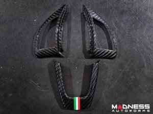 FIAT 500 Steering Wheel Trim - 3 piece kit - Carbon Fiber - Italian Racing Stripe